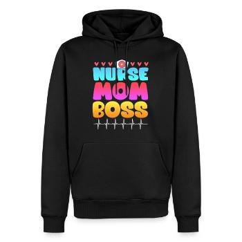Infirmière Maman Boss Superviseure de la fête des mères - Sweat à capuche Premium bio Homme - noir - Devant - Nico (187cm)