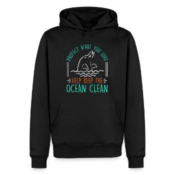 Keep it Clean Save the Ocean Artenschutz Umwelt - Männer Premium Bio Hoodie - Schwarz - Vorne - Nico (187cm)