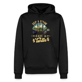 Save the turtles Environmental protection ocean - Men’s Premium Organic Hoodie - black - Front - Nico (187cm)
