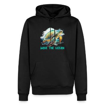 Save the turtles Environmental protection ocean - Men’s Premium Organic Hoodie - black - Front - Nico (187cm)
