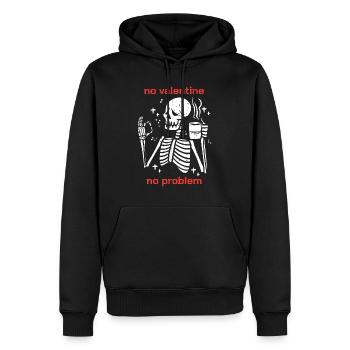 Squelette No Valetine No Problem Drôle Anti Valenti - Sweat à capuche Premium bio Homme - noir - Devant - Nico (187cm)