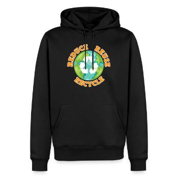 Reduce Recycle Umweltliebe Umweltschutz - Männer Premium Bio Hoodie - Schwarz - Vorne - Nico (187cm)