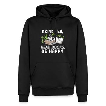 Tee trinken Bücher lesen Glücklich sein Abibliophobie Litera - Männer Premium Bio Hoodie - Schwarz - Vorne - Nico (187cm)
