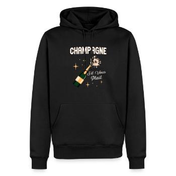 S’il Vous Plait Buveur - Sweat à capuche Premium bio Homme - noir - Devant - Nico (187cm)