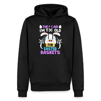Lapin de Pâques Panier de Pâques Lapin Oeufs de Pâques - Sweat à capuche Premium bio Homme - noir - Devant - Nico (187cm)