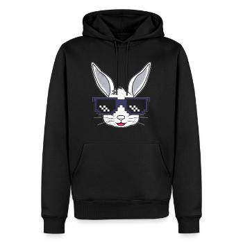 Hasengesicht Cooler Osterhase mit Brille - Männer Premium Bio Hoodie - Schwarz - Vorne - Nico (187cm)