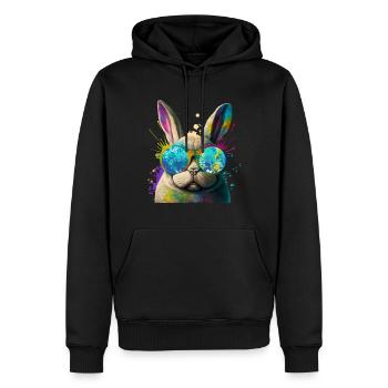 Hasengesicht Cooler Osterhase mit Brille - Männer Premium Bio Hoodie - Schwarz - Vorne - Nico (187cm)