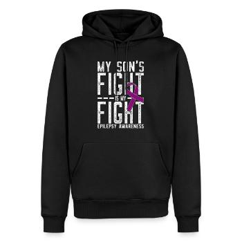 My Son's Fight is My Fight Epilepsy Awareness - Men’s Premium Organic Hoodie - black - Front - Nico (187cm)