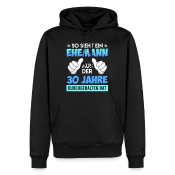 30 Jahre durchgehalten Ehemann 30. Hochzeitstag - Männer Premium Bio Hoodie - Schwarz - Vorne - Nico (187cm)
