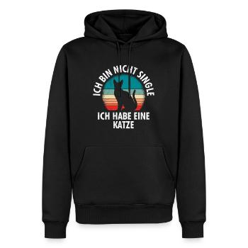 Katzen Mama Ich bin nicht Single Damen - Männer Premium Bio Hoodie - Schwarz - Vorne - Nico (187cm)