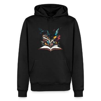 Buchliebhaber Lesen macht stark Buchwurm Bücher - Männer Premium Bio Hoodie - Schwarz - Vorne - Nico (187cm)