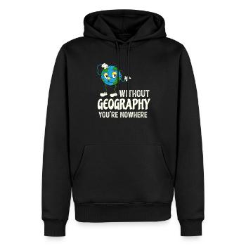 Drôle de professeur de géographie Citation Cartoon Globe - Sweat à capuche Premium bio Homme - noir - Devant - Nico (187cm)