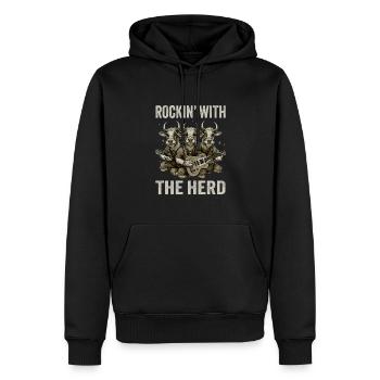 Troupeau de vaches Guitare Cows Band Musicien drôle - Sweat à capuche Premium bio Homme - noir - Devant - Nico (187cm)