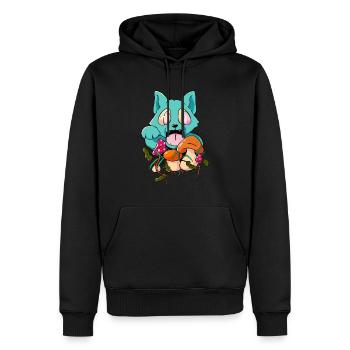 Trippy Pilz Katze Hippie Trip Psychedelisch - Männer Premium Bio Hoodie - Schwarz - Vorne - Nico (187cm)