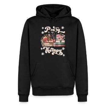 Poesie ist meine Therapie Buchliebhaber Bücher - Männer Premium Bio Hoodie - Schwarz - Vorne - Nico (187cm)