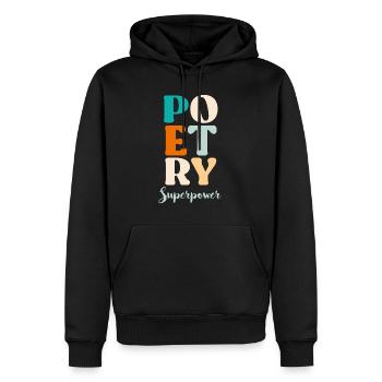 Poesie ist Therapie Gedichte Poeten Bücherliebe - Männer Premium Bio Hoodie - Schwarz - Vorne - Nico (187cm)