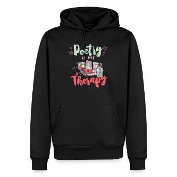 Poesie ist meine Therapie Gedichte Book lover - Männer Premium Bio Hoodie - Schwarz - Vorne - Nico (187cm)