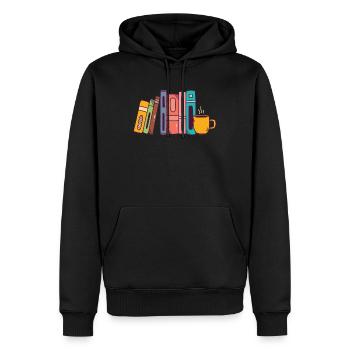 Amateurs de livres rat de bibliothèque et fans de lecture - Sweat à capuche Premium bio Homme - noir - Devant - Nico (187cm)