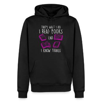 I read books and I know things Buchliebhaber - Männer Premium Bio Hoodie - Schwarz - Vorne - Nico (187cm)