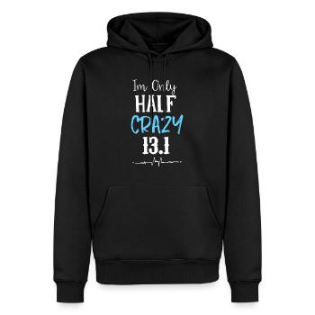 Je ne suis qu’à moitié fou 13.1 en cours d’exécution - Sweat à capuche Premium bio Homme - noir - Devant - Nico (187cm)