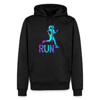 Running Girl pour filles coureusesAmoureux de la course - Sweat à capuche Premium bio Homme - noir - Devant - Nico (187cm)
