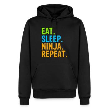 Eat Sleep Ninja Karate Repeat - Men’s Premium Organic Hoodie - black - Front - Nico (187cm)
