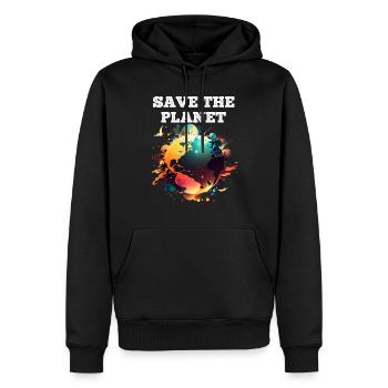 Sauver la planète Terre Climat et Nature - Sweat à capuche Premium bio Homme - noir - Devant - Nico (187cm)