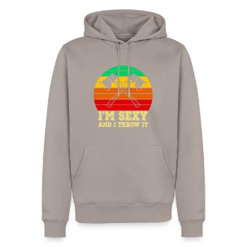 Axtwerfen Ich bin sexy und ich werfe es Ax Throwingax - Männer Premium Bio Hoodie - Taupe - Vorne - Nico (187cm)