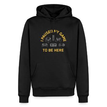 I Paused My Game To Be Here Mens Boys Funny Gamerg - Men’s Premium Organic Hoodie - black - Front - Nico (187cm)