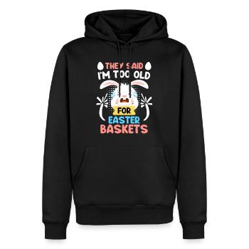 Lapin de Pâques Panier de Pâques Lapin Oeufs de Pâques - Sweat à capuche Premium bio Homme - noir - Devant - Nico (187cm)