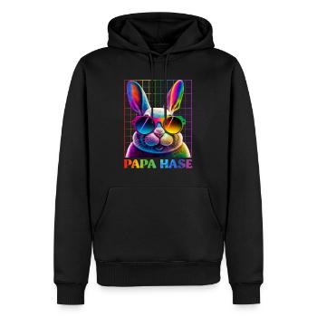 Hasengesicht Papa Hase cooler Osterhase mit Brille - Männer Premium Bio Hoodie - Schwarz - Vorne - Nico (187cm)