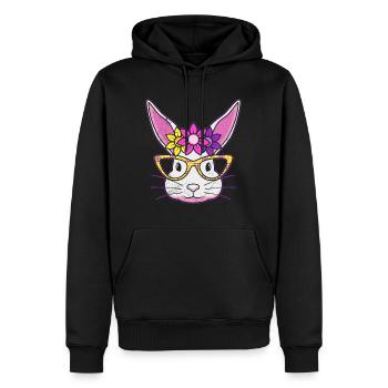 Hasengesicht Cooler Osterhase mit Brille - Männer Premium Bio Hoodie - Schwarz - Vorne - Nico (187cm)