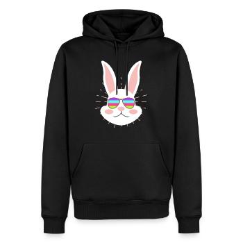 Hasengesicht Cooler Osterhase mit Brille - Männer Premium Bio Hoodie - Schwarz - Vorne - Nico (187cm)