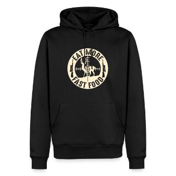 Drôle Mangez plus de fast-food Chasse au cerf, cadeaux pour H - Sweat à capuche Premium bio Homme - noir - Devant - Nico (187cm)