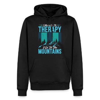 Therapy mountains mountain fan - Men’s Premium Organic Hoodie - black - Front - Nico (187cm)