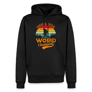 Cache-cache et cherchez Nature Garçons Randonneurs Drôle - Sweat à capuche Premium bio Homme - noir - Devant - Nico (187cm)