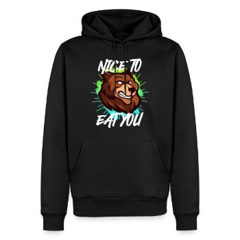 Nature garçon drôle randonneur Ravi de vous manger - Sweat à capuche Premium bio Homme - noir - Devant - Nico (187cm)
