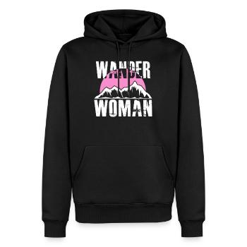 Wanderwoman Bergsteigen Wandern Hiking Frauen - Männer Premium Bio Hoodie - Schwarz - Vorne - Nico (187cm)