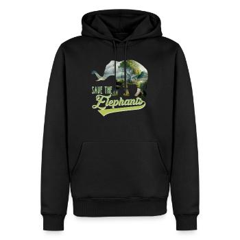 Save the Elephants Species Conservation Espèces menacées - Sweat à capuche Premium bio Homme - noir - Devant - Nico (187cm)
