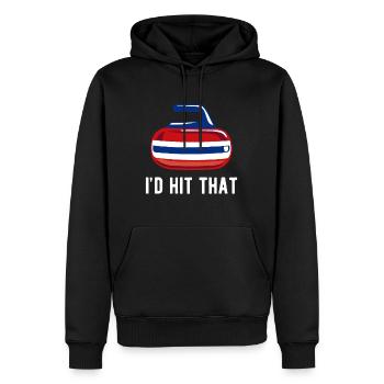 Drôle « I’d Hit That » équipe de curling balayant Rock Gi - Sweat à capuche Premium bio Homme - noir - Devant - Nico (187cm)