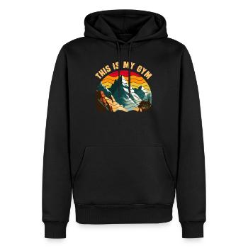Wandern This is my Gym Bergfan Hiker - Männer Premium Bio Hoodie - Schwarz - Vorne - Nico (187cm)