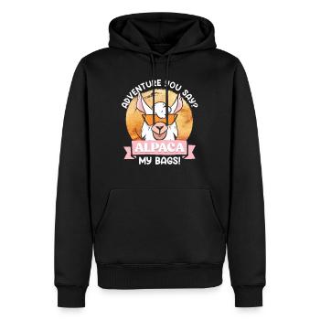 Alpaca my Bags lustig Bergsteiger Bergfan - Männer Premium Bio Hoodie - Schwarz - Vorne - Nico (187cm)