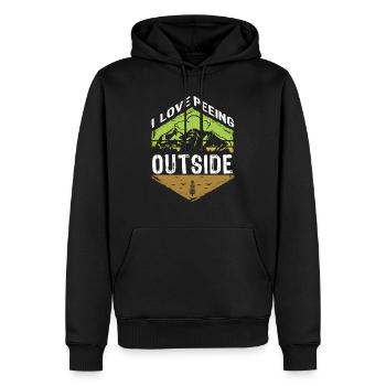 J’adore faire dehors randonneurs drôles de montagnes - Sweat à capuche Premium bio Homme - noir - Devant - Nico (187cm)