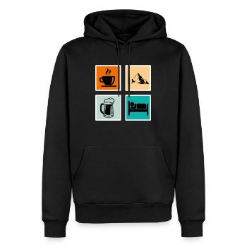 Bergfan Kaffeelover Bierfan Summit Wanderer - Sweat à capuche Premium bio Homme - noir - Devant - Nico (187cm)