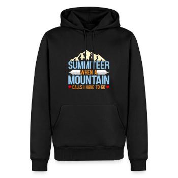 Bergsteiger Wenn Berg ruft muss ich gehen - Männer Premium Bio Hoodie - Schwarz - Vorne - Nico (187cm)