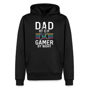Dad by Day Gamer by Night Gaming Father Daddy Dad - Men’s Premium Organic Hoodie - black - Front - Nico (187cm)