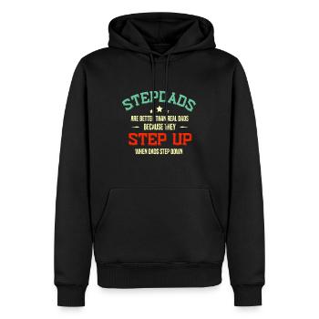 Fathers Day Step Dad idea Stepped Up Funny Stepfat - Men’s Premium Organic Hoodie - black - Front - Nico (187cm)