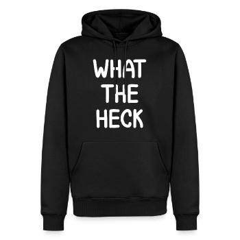 Funny, What The Heck, Joke Sarcastic Family - Men’s Premium Organic Hoodie - black - Front - Nico (187cm)