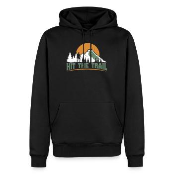 Les alpinistes partent du sentier Randonnée en montagne - Sweat à capuche Premium bio Homme - noir - Devant - Nico (187cm)