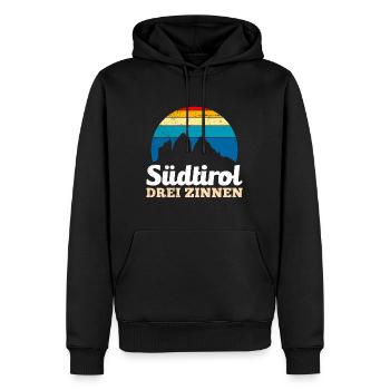 Drei Zinnen Südtirol Bergsteiger und Wanderer - Männer Premium Bio Hoodie - Schwarz - Vorne - Nico (187cm)